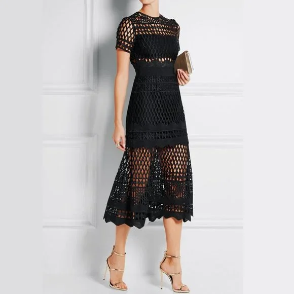 chinese dress ladies Self-Portrait Guipure Lace Mini Dress